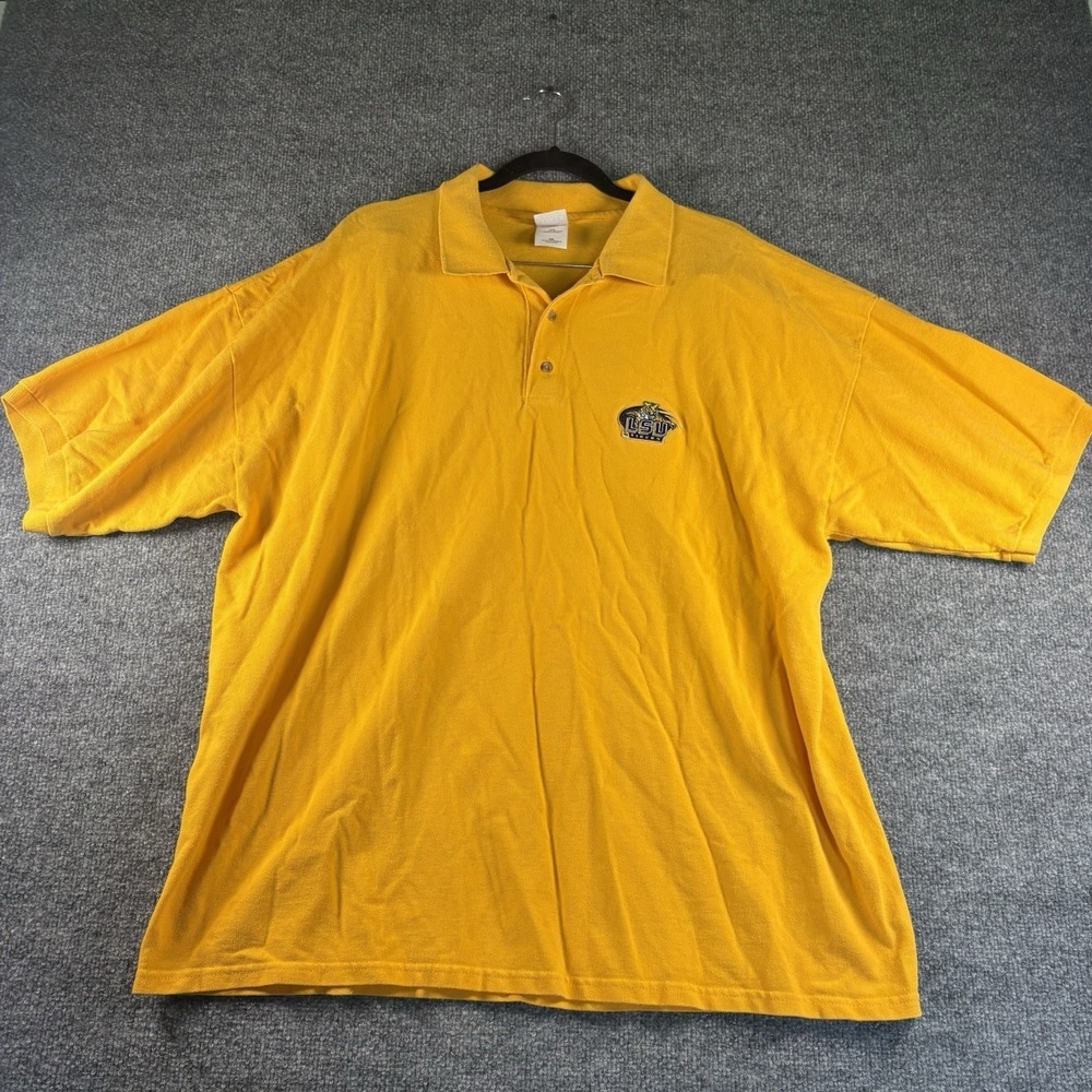 LSU Tigers Polo Shirt Mens 2XL Gold Gildan Ultra Cotton Embroidered NCAA - Picture 1 of 6